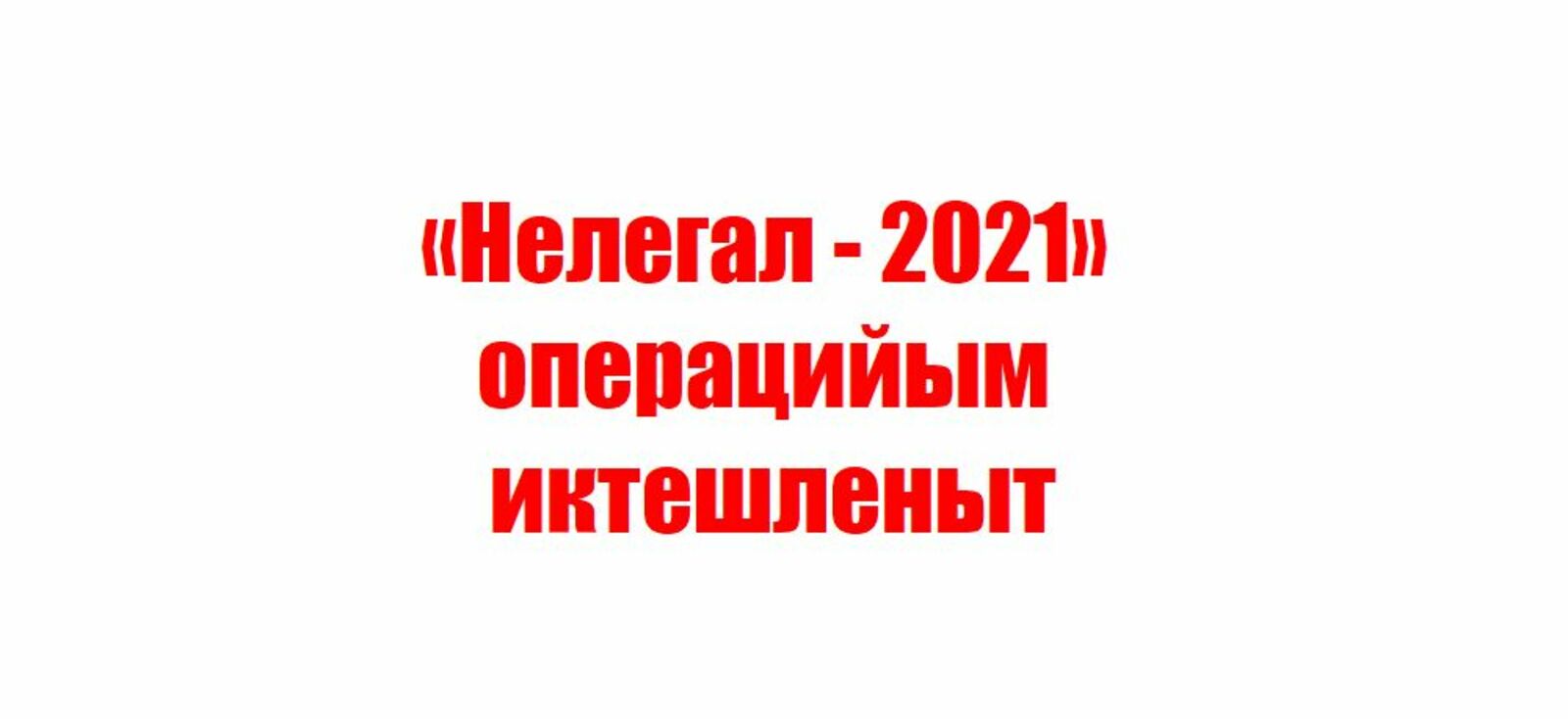 «Нелегал - 2021» операцийым иктешленыт